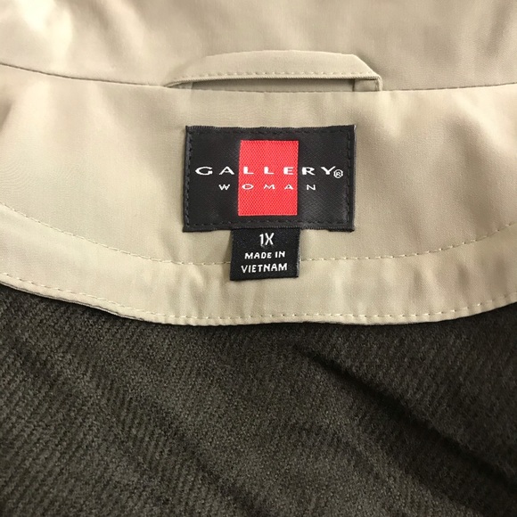 Gallery Woman Olive-Sage Water Repellent Trench Coat Jacket Size 1X - Picture 7 of 12